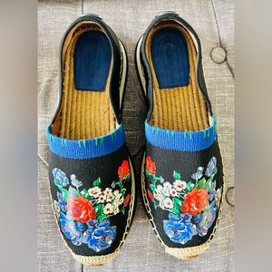 Tory Burch Blue Daisy Floral Print Espadrilles/Rubber Shoes